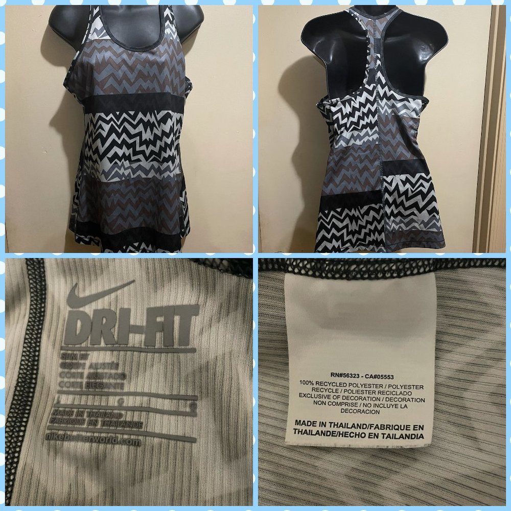 Nike Dri Fit Tank Top Womens SLIM FIT SZ L ZIG ZAG